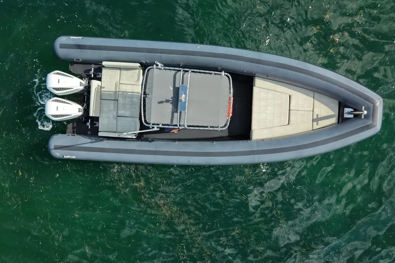 Slide: The Image of Aerial view of 2023 Seawater PHANTOM 280 boat on green water. - 11