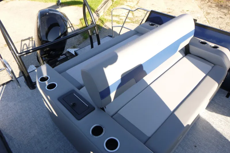 Slide: The Image of Premier 210 Sunsation RL - CL 2027 pontoon boat with comfortable seating and cup holders. - 18