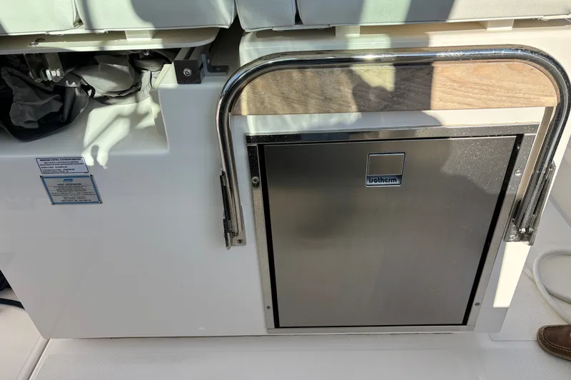 Slide: The Image of Stainless steel fridge on 2026 Tiara Yachts 34 LS boat, featuring sleek design and modern amenities. - 35