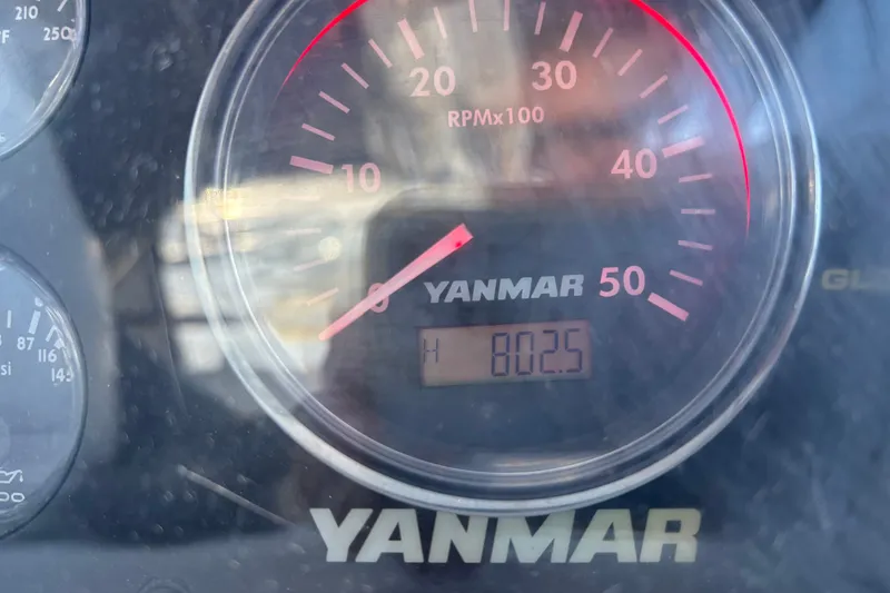 Slide: The Image of Close-up of Yanmar tachometer showing 802.5 hours on a 2008 Hunter 41 Deck Salon. - 7