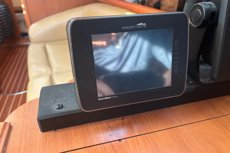 Slide: The Image of Vesper Marine WatchMate Vision device on 2008 Hunter 41 Deck Salon yacht interior. - 23