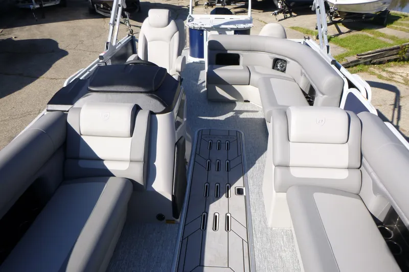 Slide: The Image of Premier 230 Sunsation Angler 2PT - CL 2027 boat interior with luxurious seating and spacious layout. - 24
