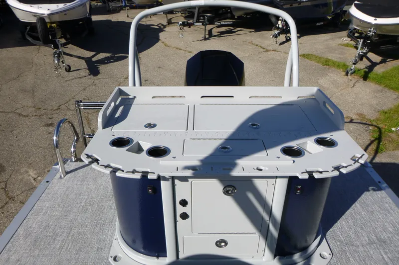 Slide: The Image of Premier 230 Sunsation Angler 2PT - CL 2027 boat deck with storage and cup holders. - 30