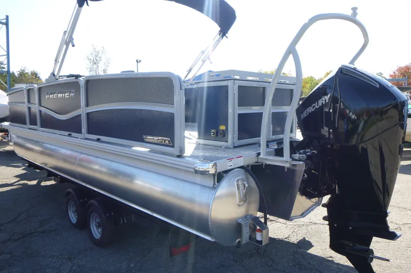 Slide: The Image of 2027 Premier 230 Sunsation Angler 2PT-CL pontoon boat with Mercury outboard motor. - 6