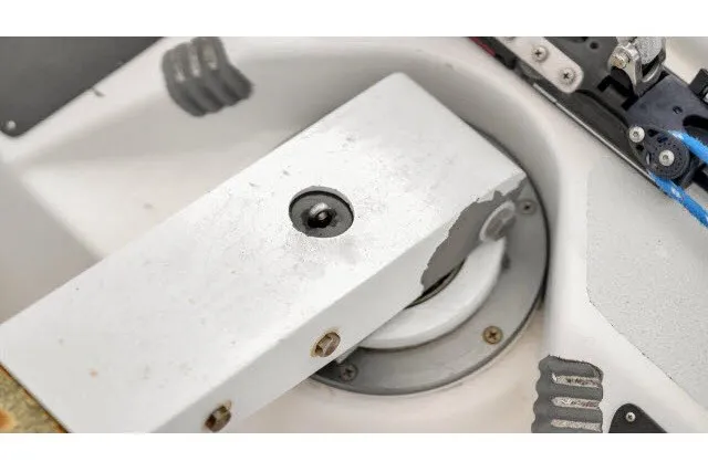 Slide: The Image of Close-up of 2005 J Boats J/100 sailboat hardware and fittings. - 14