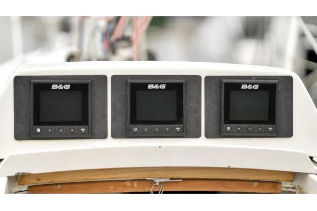 Slide: The Image of B&G marine instruments on a 2005 J Boats J/100 sailboat dashboard. - 3