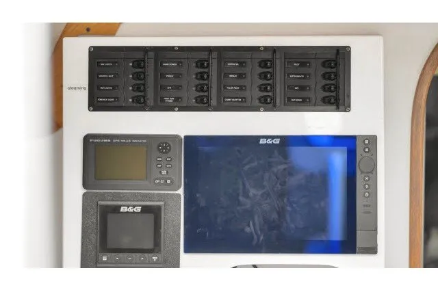 Slide: The Image of Control panel of a 2005 J Boats J/100 sailboat with navigation instruments. - 20