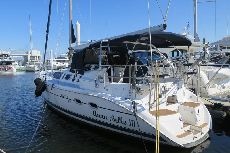The Image of Sailboat "Anna Belle III," Hunter Legend 410, 2000 model, docked at marina. - 0