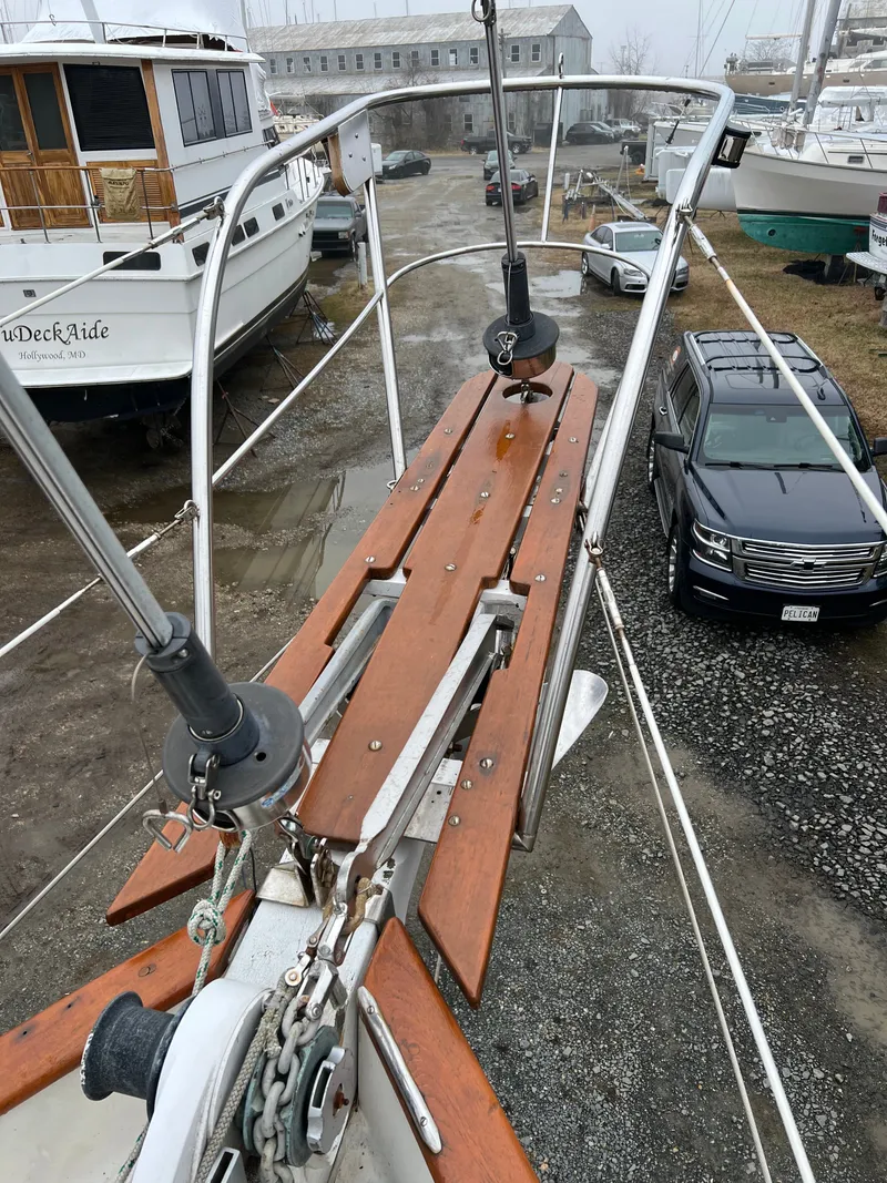 Slide: The Image of Bow view of a 1983 Union Cutter with wooden deck and windlass. - 4