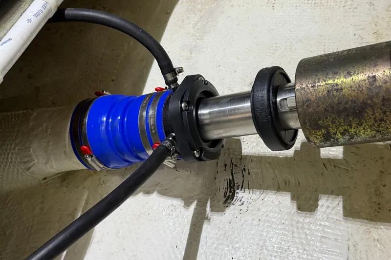 Slide: The Image of Close-up of a 2009 Navigator 5800 Pilothouse MY boat's shaft seal system. - 25
