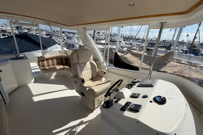 Slide: The Image of Luxurious 2009 Navigator 5800 Pilothouse MY yacht interior with helm and marina view. - 21