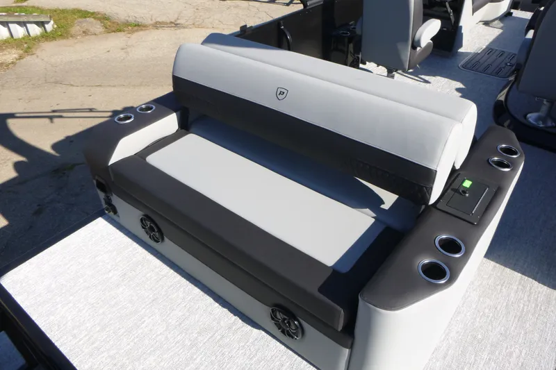 Slide: The Image of Luxurious seating on 2027 Premier 250 SUNSATION RLO - CL boat with cup holders and speakers. - 25