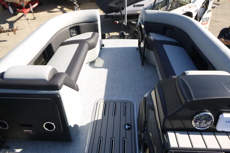 Slide: The Image of 2027 Premier 250 SUNSATION RLO - CL pontoon boat interior with luxurious seating. - 17