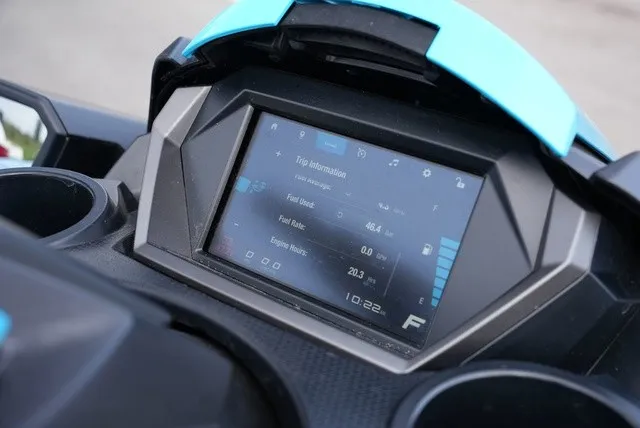 Slide: The Image of The image shows the dashboard of a 2024 Yamaha WaveRunner FX Cruiser HO with a digital display. - 8