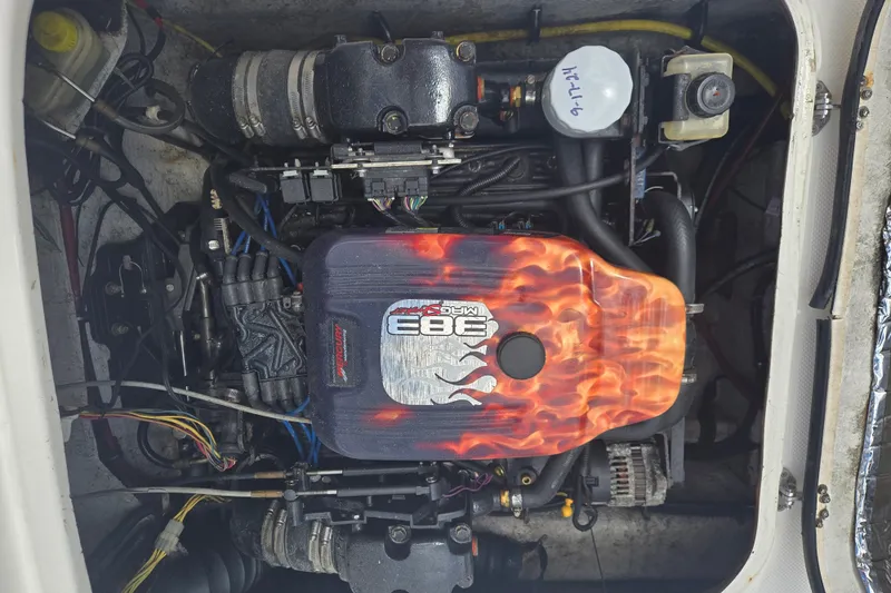 Slide: The Image of 2005 Trophy 2352 Walkaround engine with custom flame-painted cover. - 51