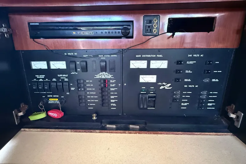 Slide: The Image of Electrical control panel of 2001 Sea Ray 450 Express Bridge yacht. - 15