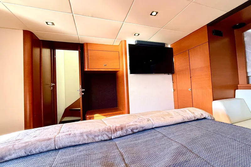 Slide: The Image of Luxurious cabin interior of 2014 Prestige 620 yacht with modern amenities. - 37