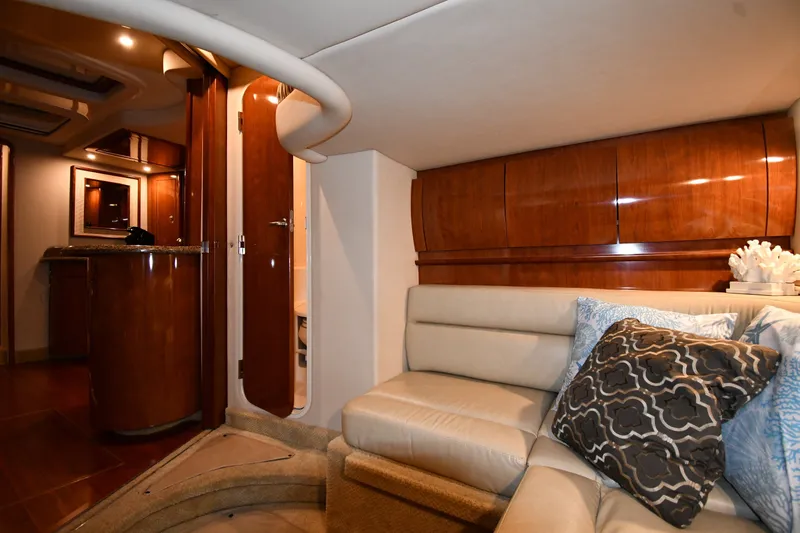 Slide: The Image of Luxurious interior of 2005 Sea Ray 420 Sundancer yacht with elegant wood finishes. - 38