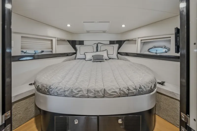 Slide: The Image of Luxurious interior cabin of 2017 Formula 37 Performance Cruiser with elegant bedding. - 54