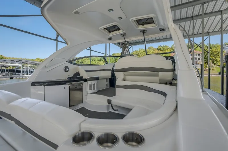 Slide: The Image of 2017 Formula 37 Performance Cruiser interior with sleek seating and modern amenities. - 21