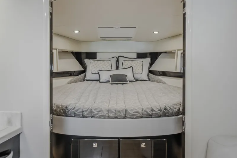 Slide: The Image of Luxurious cabin interior of 2017 Formula 37 Performance Cruiser with elegant bedding. - 53