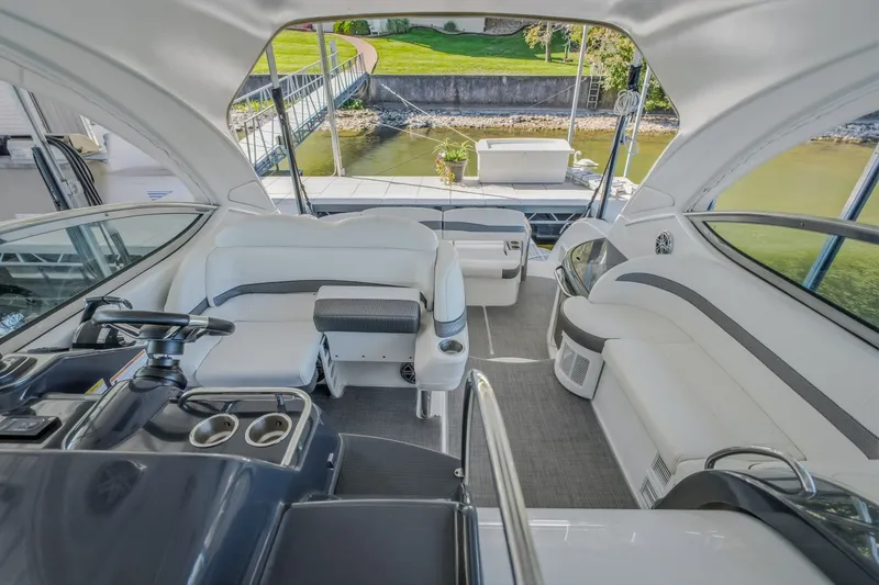 Slide: The Image of Interior of 2017 Formula 37 Performance Cruiser, featuring luxurious seating and modern helm. - 47