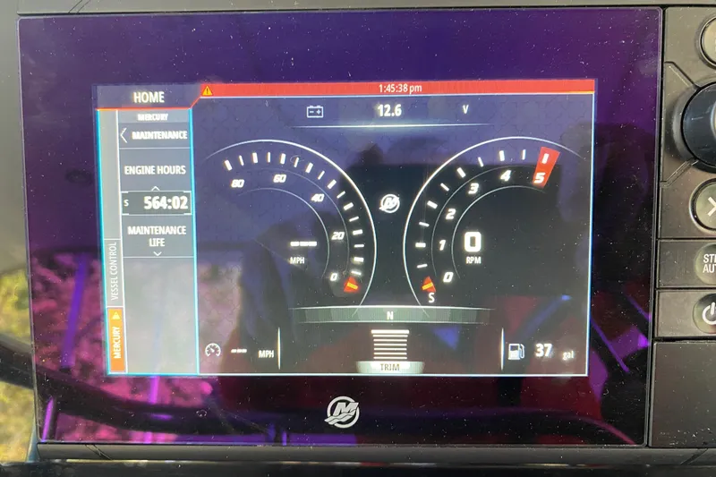 Slide: The Image of Dashboard display of a 2017 Formula 37 Performance Cruiser showing engine hours and speed. - 68