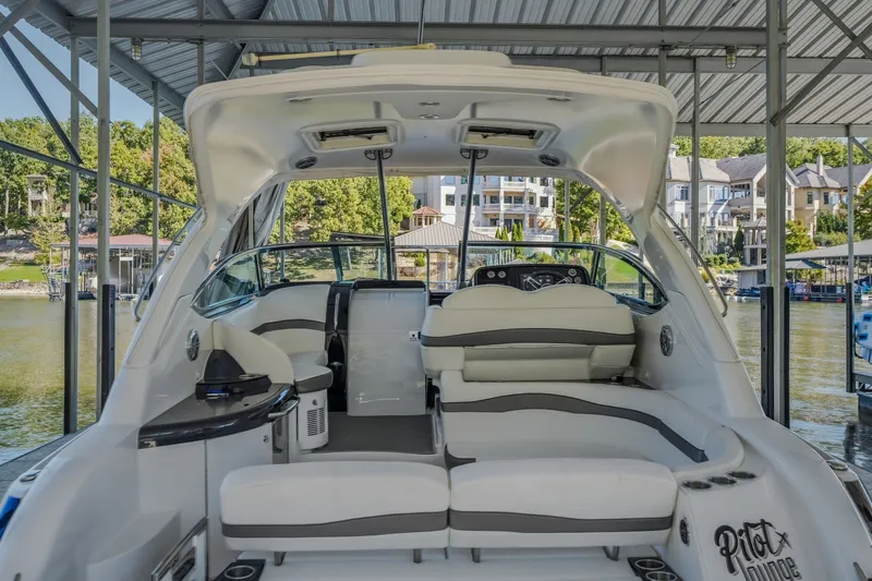 Slide: The Image of 2017 Formula 37 Performance Cruiser interior with luxurious seating and modern design. - 17