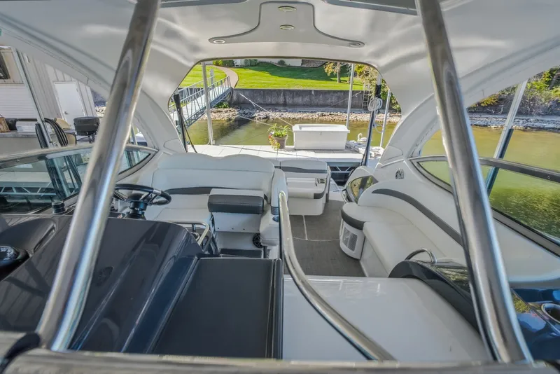 Slide: The Image of Interior view of 2017 Formula 37 Performance Cruiser, featuring sleek seating and helm. - 40
