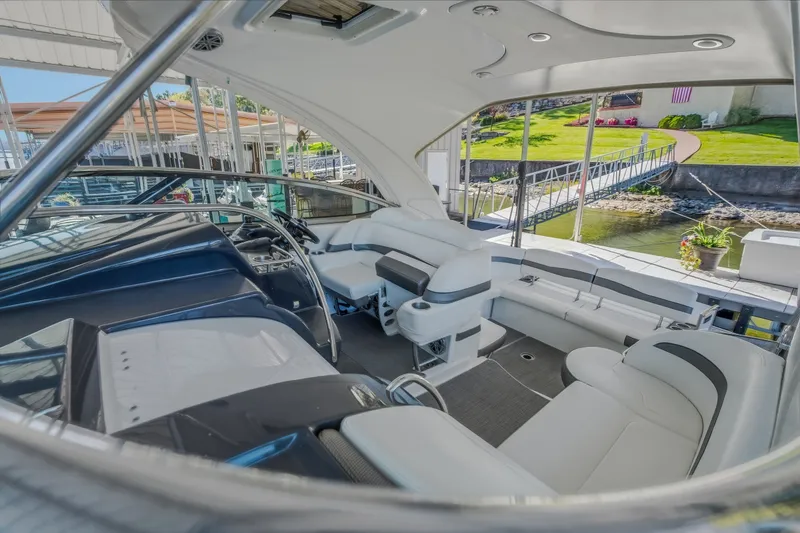 Slide: The Image of Luxurious interior of a 2017 Formula 37 Performance Cruiser docked at a marina. - 42