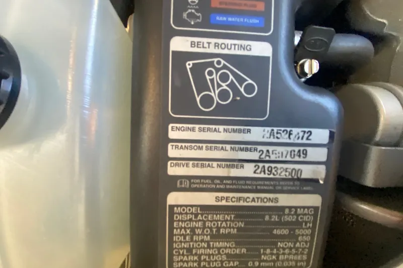 Slide: The Image of Engine specifications and serial numbers on a 2017 Formula 37 Performance Cruiser. - 71