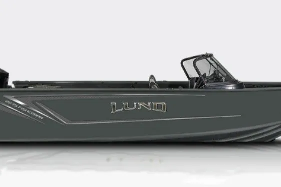The Image of 2027 Lund 2075 Fisherman boat, sleek design, side view, gray color. - 0