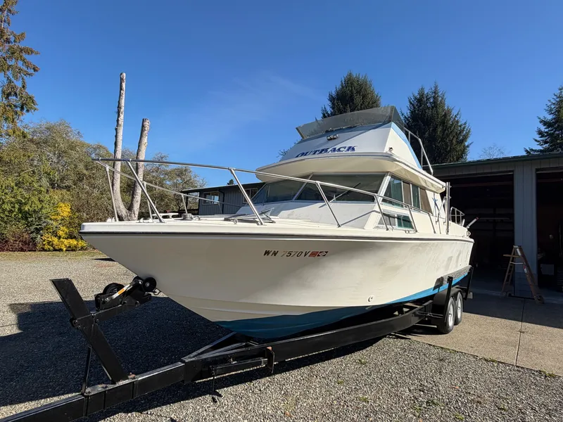 Slide: The Image of 1974 Fiberform Sportfisher 31 on a trailer, ready for the water. - 3