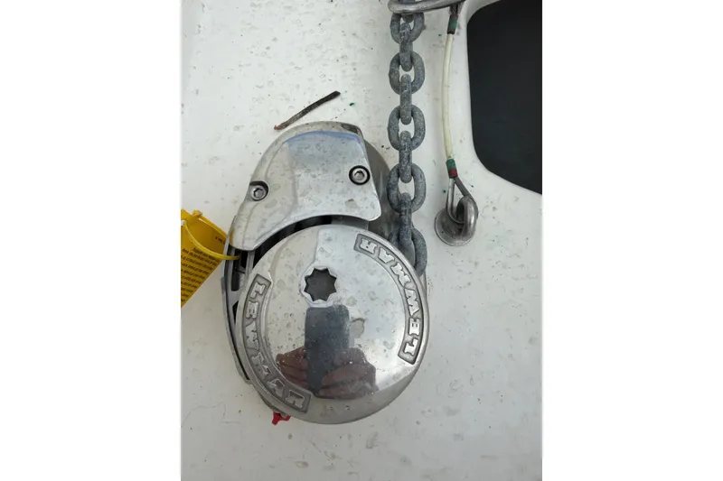Slide: The Image of Anchor windlass on 2022 NauticStar 28 XS boat deck. - 23