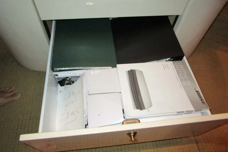 Slide: The Image of Open drawer with Bose Lifestyle 38 manuals and documents, Neptunus 56 Flybridge 2006. - 35