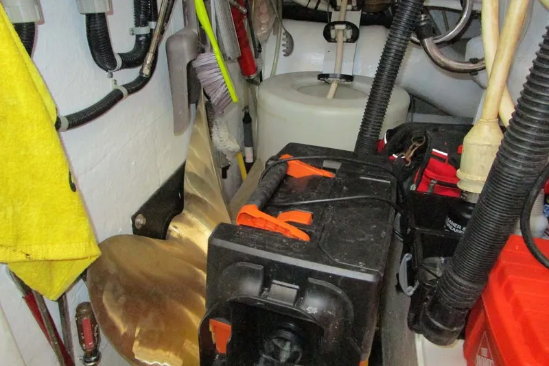 Slide: The Image of Engine room of 2006 Neptunus 56 Flybridge with tools and equipment. - 72