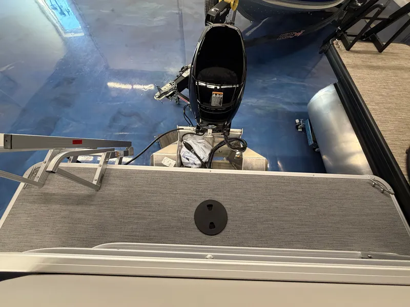 Slide: The Image of Top view of a boat's stern with an outboard motor and a ladder. - 9