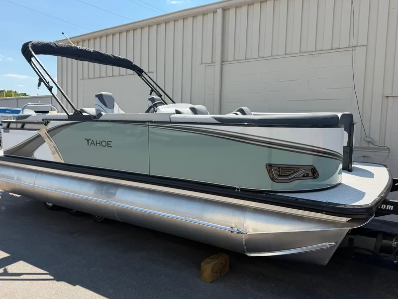 The Image of 2026 Tahoe LTZ 2385 QL pontoon boat with sleek design and comfortable seating. - 0