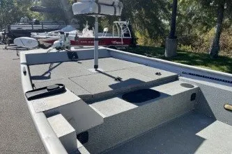 Slide: The Image of 2015 G3 1756 CC boat with spacious deck and mounted equipment. - 9