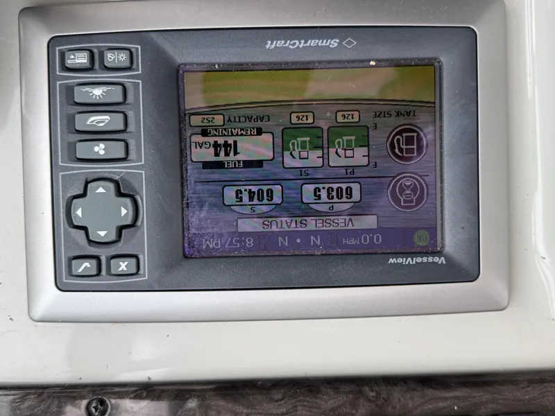 Slide: The Image of A SmartCraft display on a Sea Ray 390 Sundancer shows various boat parameters. - 21