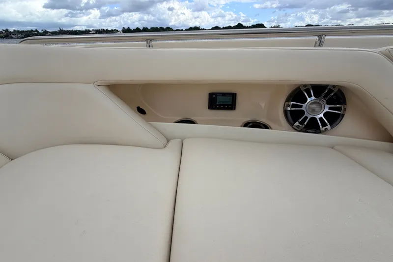 Slide: The Image of 2021 Grady-White Freedom 335 boat interior with speaker and control panel. - 30