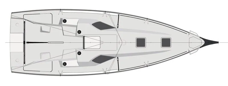 Slide: The Image of Top view of 2025 Jeanneau Sun Fast 3300 sailboat design. - 39