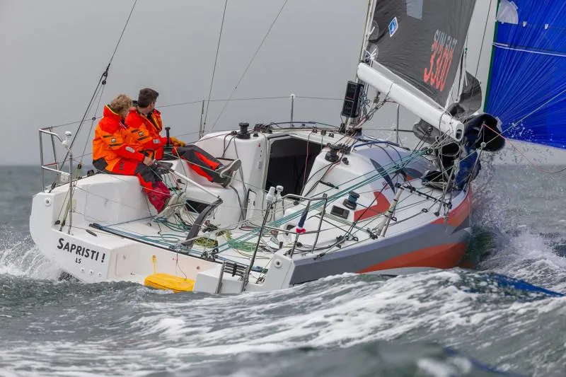 Slide: The Image of Jeanneau Sun Fast 3300 sailing in rough waters, 2025 model. - 47