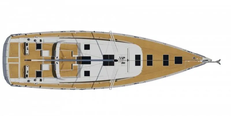 Slide: The Image of Top view of 2025 Jeanneau Yacht 65, showcasing deck layout and design. - 10