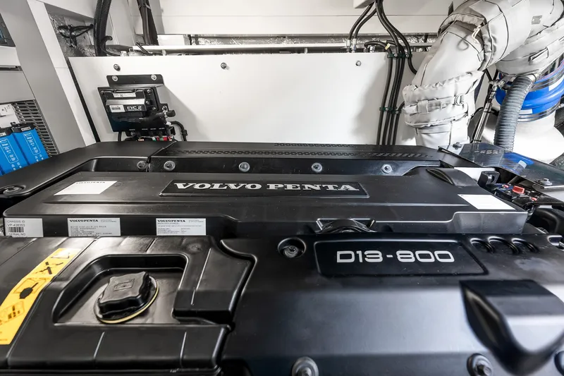 Slide: The Image of Engine room of 2023 Sunseeker Manhattan 55 yacht featuring Volvo Penta D13-800 engine. - 58