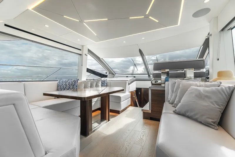 Slide: The Image of Luxurious interior of 2023 Sunseeker Manhattan 55 yacht with elegant seating and modern design. - 23
