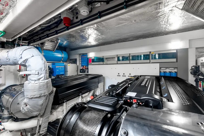 Slide: The Image of Engine room of 2023 Sunseeker Manhattan 55 yacht, showcasing advanced machinery and equipment. - 59