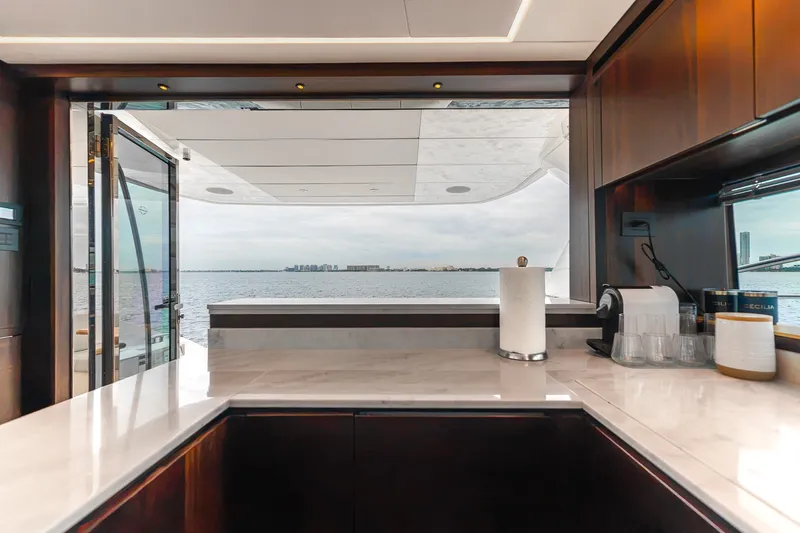 Slide: The Image of Luxurious interior of 2023 Sunseeker Manhattan 55 yacht with ocean view. - 29