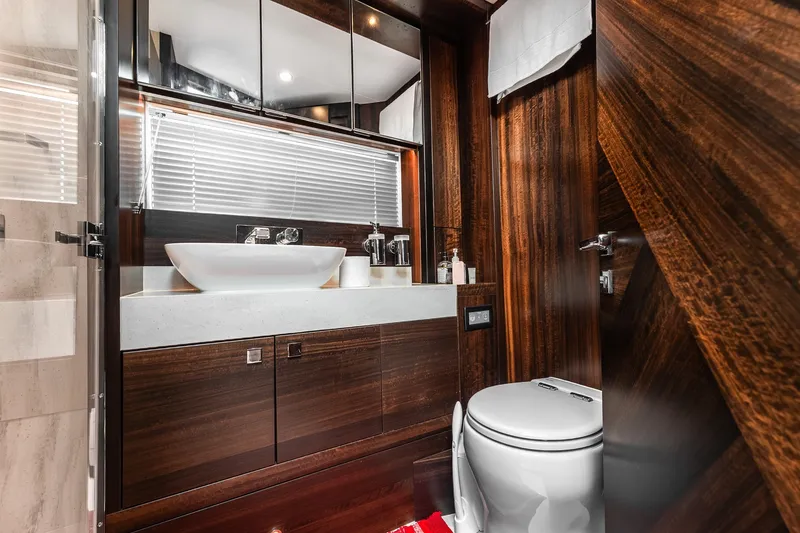 Slide: The Image of Luxurious bathroom interior of 2023 Sunseeker Manhattan 55 yacht with modern fixtures. - 50