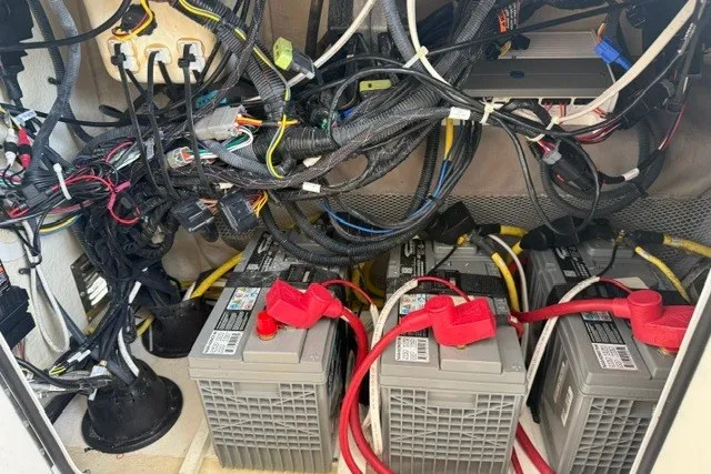 Slide: The Image of Three AGM Batteries and helm wiring - 14